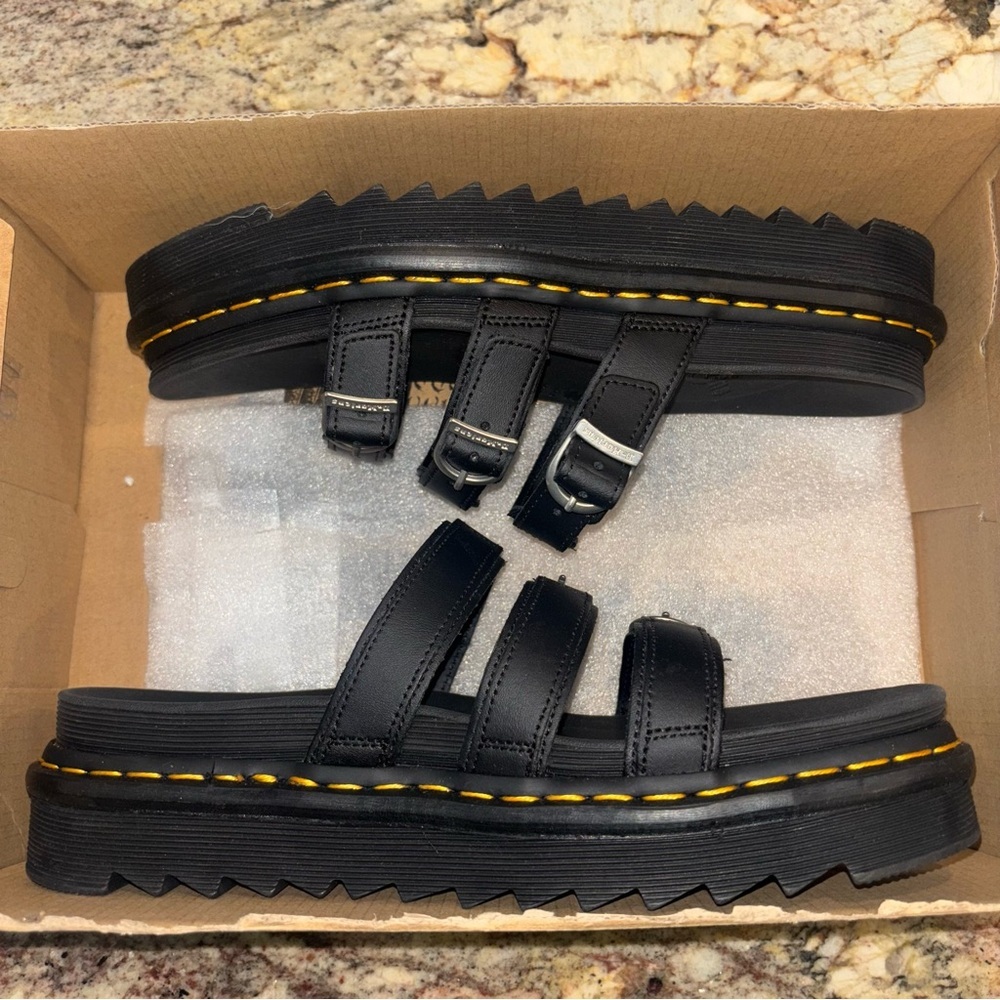 Dr. Martens Black Sandals with Silver Buckles - Picture 4 of 11